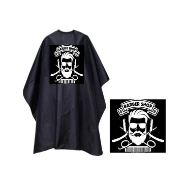 Fodrász beterítő hajvágó kendő Barber logóval 115×135cm - fekete