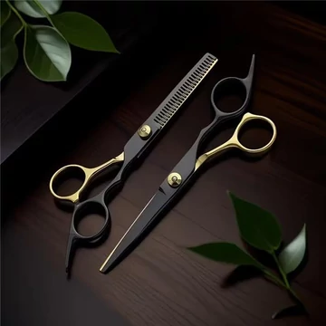 Hajvágó olló -Szett- fekete arany egonómikus kialakítással 5.5 és 6.0 TCS-76000391286-otthon