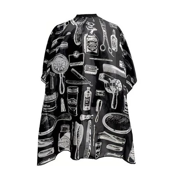 Fodrász beterítő hajvágó kendő fekete - sok fehér mintával 110×140cm FK-9883339645