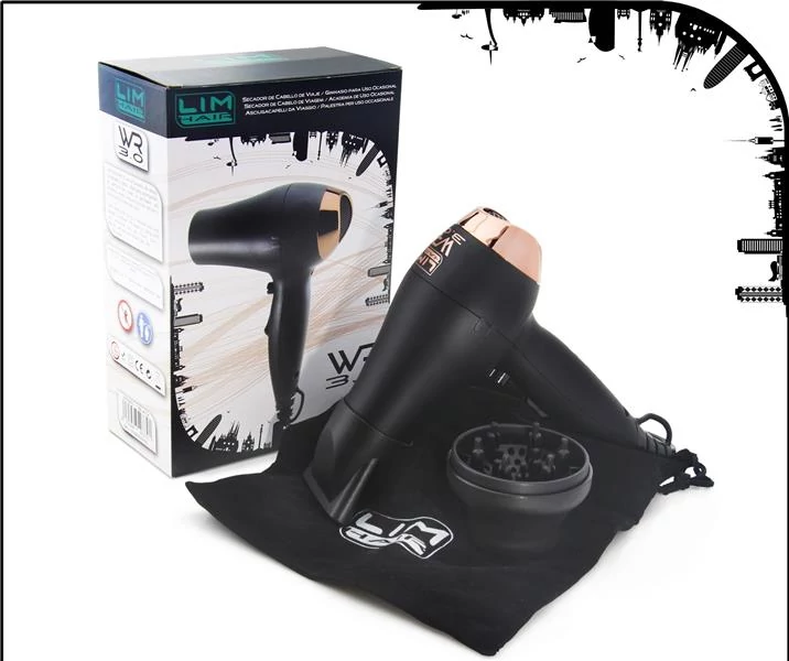 .Professzionális MINI utazó hajszárító LIM-HAIR WR3.0 Fekete - Rózsa arany 1200W